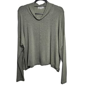 Bryn Walker Womens Sage Green Mockneck Boxy Fit Shirt Size Small Siro Rayon Soft